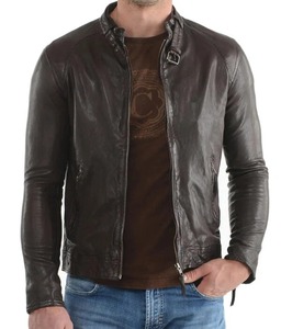 Elegant Dark <b>Brown</b> <b>Leather</b> <b>Jacket</b> for <b>Men</b> - Product Image 1