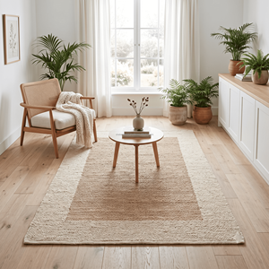 Tapis d'intérieur en jute tissé à la main avec bordure noire 8' x 10' pour salon, décoration moderne scandinave et urbaine - Product Image 2