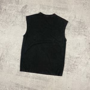 Custom Oversized Plain Blank logo Black Cotton Label Breathable Sleeveless Crew Neck Acid Wash <b>T</b>-<b>shirt</b> - Product Image 2