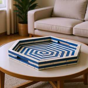 Plateau Organisateur Rond Haut de Gamme en Os Incrusté, avec Motifs Floraux Artisanaux Complexes pour une Présentation Élégante à la Maison - Product Image 1