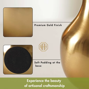 Modern Polished Brass Metal Flower <b>Vase</b> Golden Teardrop Bud Tabletop Floral Pot Luxury Minimalist Decor Centerpiece Planter - Product Image 3