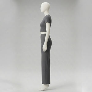 Conjunto de Yoga para Mujer al por Mayor, 100% Algodón, Color Liso, Lavado, de Alta Calidad, Ropa Deportiva Activa para Gimnasio, Conjunto de 2 Piezas: Sujetador Deportivo y Leggings - Product Image 4