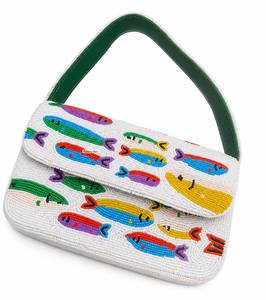 Pochette à rabat perlée motif poisson, sac à bandoulière brodé fait main, sac de soirée élégant - Product Image 3