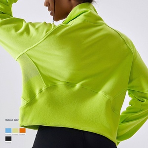 Wholesale Custom Logo Women Sportswear Cotton Blank Pullover Zip up Workout <b>Athletic</b> Sweatshirt for Women - Product Image 2