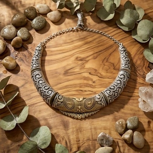 DIVYORO Women's ANTIQUED SILVER-TONED FLORAL <b>LONG</b> ADJUSTABLE COLLAR <b>NECKLACE</b>-Gift - Product Image 3