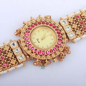 Sana Antique Designer Brass Watch Bracelet - Product Image 2