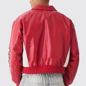 Heavyweight Street Wear Leather <b>Jacket</b> Men's <b>Plus</b> <b>Size</b> Crop Varsity Genuine Leather Chenille Embroidery <b>Waterproof</b> Designed - Product Image 2