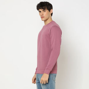 Camiseta de Manga Larga para Hombre, Cuello Redondo, Corte Regular, Color Sólido, Informal, de Algodón Tejido Transpirable - Product Image 2