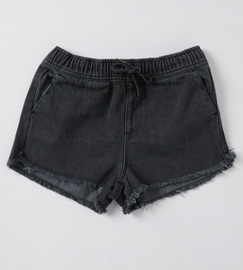 Shorts de mezclilla para mujer, personalizados, de cintura alta, transpirables, con dobladillo desgastado, color gris, color denim, lavado ácido. - Product Image 3
