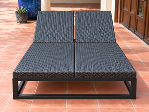 Modern <b>Outdoor</b> Sun Lounger PE Rattan Dual <b>Reclining</b> <b>Chair</b> Tapered Leg Armless Contemporary Design - Product Image 5