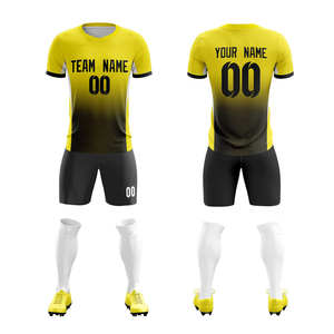 Custom Purple Yellow Soccer Jersey Set V-Neck Short Sleeve Sublimated Breathable Unisex Adult Team Apparel - Product Image 1