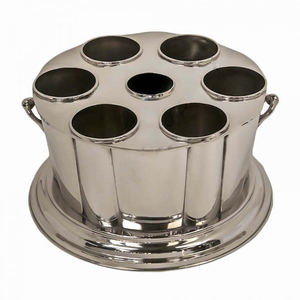 Luxury Leopard Silver Champagne Bucket 6-Bottle Large <b>Ice</b> <b>Cooler</b> with Removable Bottle Holder Premium Pedestal Party Drink Tub - Product Image 4