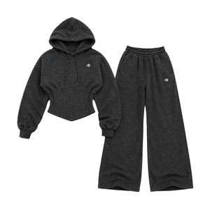 Adjustable Back Corset Style Waist Lace Up Hoodies Oversized Sweatpants for Women Custom Logo Wholesale Streetwear Manufacturing - Product Image 1
