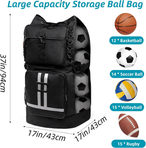 Sac de football avec poches pour 14-16 ballons, sac de sport extra large, sac à dos de football - Product Image 2