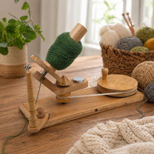 Enrouleur de fil en bois de hêtre |   Enrouleur de pelotes de laine en bois artisanal pour le tricot et le crochet – Outil durable et lisse pour un enroulement rapide, idéal pour les loisirs créatifs - Product Image 2
