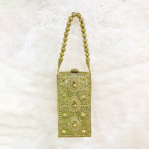 Clutch de Noche de Lujo Hecho a Mano con Cristales y Marco de Metal, Multicolor, Accesorio Sofisticado y Glamuroso para Bodas de Alta Gama - Product Image 1