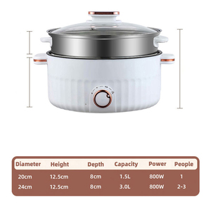 หม้อไฟฟ้า 2.5 ลิตร สแตนเลส ควบคุมด้วยระบบกลไก หม้อปรุงอาหารในครัวเรือน ฝาแก้วนิรภัย ถาดนึ่ง ซุป ผัก - Product Image 4