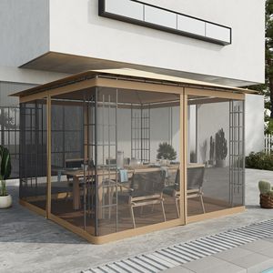 Rete di Ricambio Beige per Pareti Laterali di Gazebo 10x10 e Tende a Baldacchino con Cerniere, Solo Rete Laterale per Giardino - Product Image 2