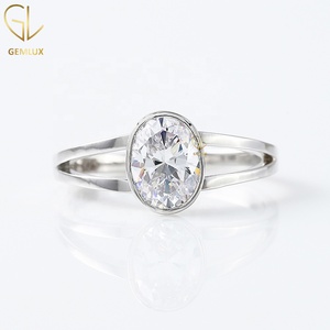 Oval Cut Moissanite Engagement <b>Ring</b> Bezel Set <b>Split</b> Shank Diamond <b>Ring</b> for Women Engagement <b>Ring</b> - Product Image 1