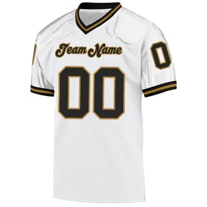 Camiseta de fútbol americano retro auténtica de malla blanca, negra y dorada personalizada, uniforme de equipo de fútbol americano estilo vintage - Product Image 2