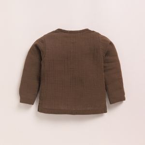 Organic Muslin Long Sleeve Henley Tshirt with Lounge Pant Set Premium Quality Cocoa Whisper Baby Clothing - Product Image 3