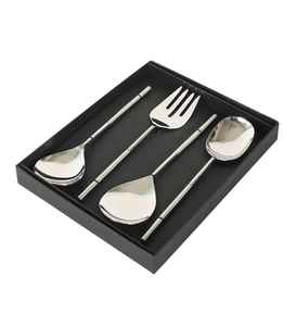 Ensemble de Cuillères à Salade en Acier Inoxydable Plaqué Argent, Design Moderne, Lavable au Lave-Vaisselle, Cuillère de Service pour Cuisine, Hôtels et Restaurants - Product Image 4