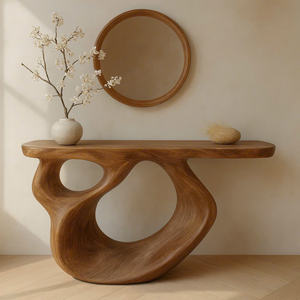 Meuble console en bois massif, table console rustique moderne sur mesure pour l'entrée d'hôtel, décoration intérieure étroite - Product Image 3