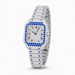 Reloj unisex de lujo de acero inoxidable con diamantes incrustados, esfera analógica, cristal de zafiro, caja redonda de 41 mm, cierre de mariposa, cuarzo. - Product Image 1