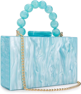 Handmade <b>Unique</b> Resin Clutch with Intricate Floral Design Polished Metal Handle and Flower By HF Crafts - Product Image 1