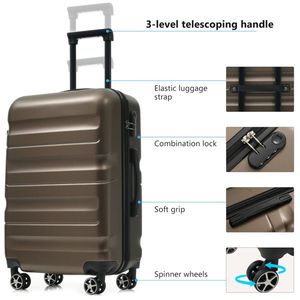 6 Piece Lightweight ABS Hardshell Luggage Set Durable Dual Spinner Wheeled <b>Suitcases</b> Carry on Check in Sizes T - Product Image 6