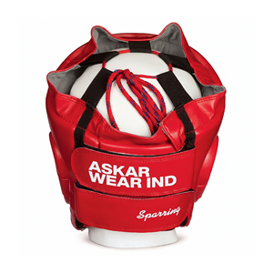 Askar Wear Ind <b>Boxing</b> <b>Headgear</b> Red Cowhide Leather Protective Training Gear - Product Image 3