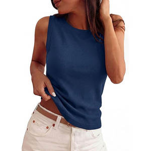 Camiseta de Tirantes de Algodón Acanalado para Mujer, Camiseta de Tirantes con Pedrería Personalizada para Mujer, Nuevos Modelos - Product Image 5