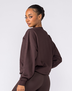 Sweat-shirt pour femme 350 GSM en mélange coton-polyester, molletonné, col rond, uni, teint, coupe oversize, unisexe, décontracté - Product Image 2
