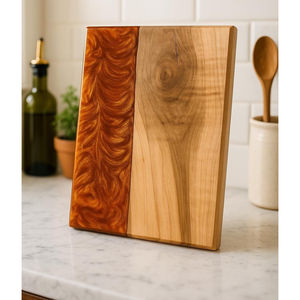 Bandeja de Servir Moderna Hecha a Mano de Madera y Resina, Tabla Decorativa para Servir Alimentos, para Cocina, Mesa de Comedor, Decoración del Hogar, Servicio de Lujo - Product Image 1