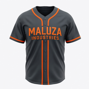 Maillot de baseball personnalisé imprimé par sublimation, col ras du cou à deux boutons, anti-bactérien, durable, double couche, avec protection des genoux - Product Image 1