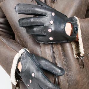 Guantes de Conducción de Piel de Oveja Auténtica Resistentes al Viento, Guantes de Cuero con Forro Suave, Guantes de Cuero de Alta Calidad a la Moda con Dedos Completos - Product Image 5