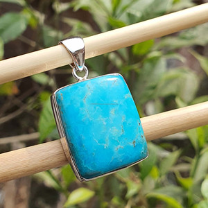 925 Sterling Silver Handmade Fine Jewelry Pendentifs Charmes Collier Coussin Naturel Bleu Turquoise Décembre Pierre De Naissance Classique - Product Image 2