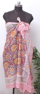 Cotton Printed Sarong Wrap Women Beach Cover Up Floral Print Pareo Lightweight Summer Wrap Scarf - Product Image 2