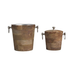 Seau à glace en bois fait main avec logo personnalisé, isotherme, pour bière et vin, accessoires pour bar à domicile, prix usine - Product Image 2