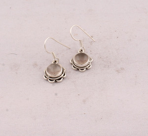 Wholesale <b>925</b> Sterling <b>Silver</b> Rose Quartz Water Drop Shape Vintage Handmade Drop <b>Earrings</b> for Women B2B Engagement Wedding - Product Image 2