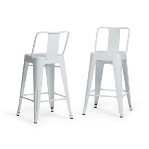 Rayne 24\" Set of 2 White Metal Counter Height <b>Dining</b> <b>Stools</b> - Product Image 1