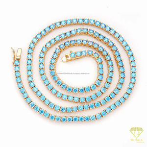 Collier tennis en pierre jaune radieuse avec un serti flexible à quatre griffes en forme de panier, finition dorée polie, pour la vente en gros - Product Image 5