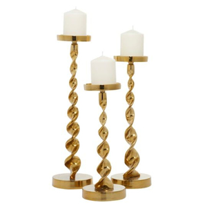 Luxurious Silver Taper Candlestick Holders Set of 2 With <b>Red</b> Spiral Twisted <b>Candles</b> For Elegant Wedding Table Centerpiece Decor - Product Image 3