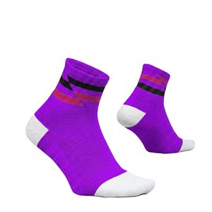 Performance Racing <b>Socks</b> Purple Ankle <b>Socks</b> With <b>Black</b> And Pink Stripes Breathable Running <b>Socks</b> For Adults Summer Sport Wear - Product Image 1