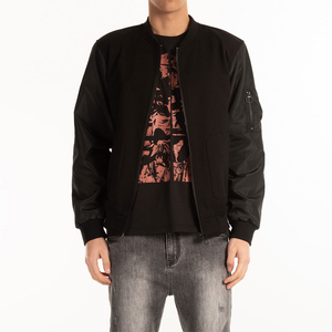 High Quality Men's Black Casual Bomber Jacket Custom Logo Front Single Button Closure <b>Canvas</b> Fabric Lightweight Winter - Product Image 2