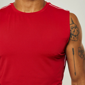 Men <b>Red</b> Sleeveless Boxing Tank <b>Top</b> and Shorts Set Breathable Polyester Fight Wear Training Uniform Adult Boxing Training Uniform - Product Image 6