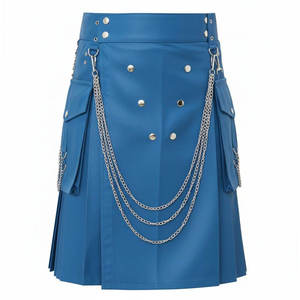 Falda Cargo Azul de Algodón para Mujer, Estilo Utilitario, con Cadenas, Punk Rock Gótico, Tela Resistente Personalizada - Product Image 3