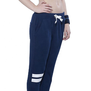 Pantalon cargo long en maille bleu marine tendance pour femme, respirant, avec cordon de serrage à nœud, style printemps - Product Image 4