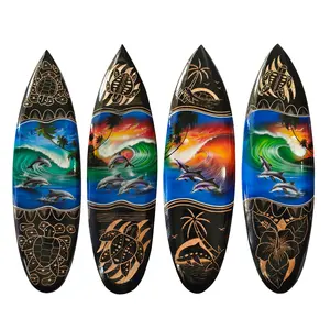 Hot Sale New Design Handmade Wooden Surfboard Airbrush 50cm Bali Art Carving Plaque Wall Hanging