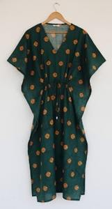 Tela de Alta Calidad Ecológica 100% Algodón con Encaje, Tie Dye, Estilo Bohemio, para Kaftán, Largo Maxi, Cintura Elástica, Cuello en V, Hecha a Mano, Transpirable - Product Image 2